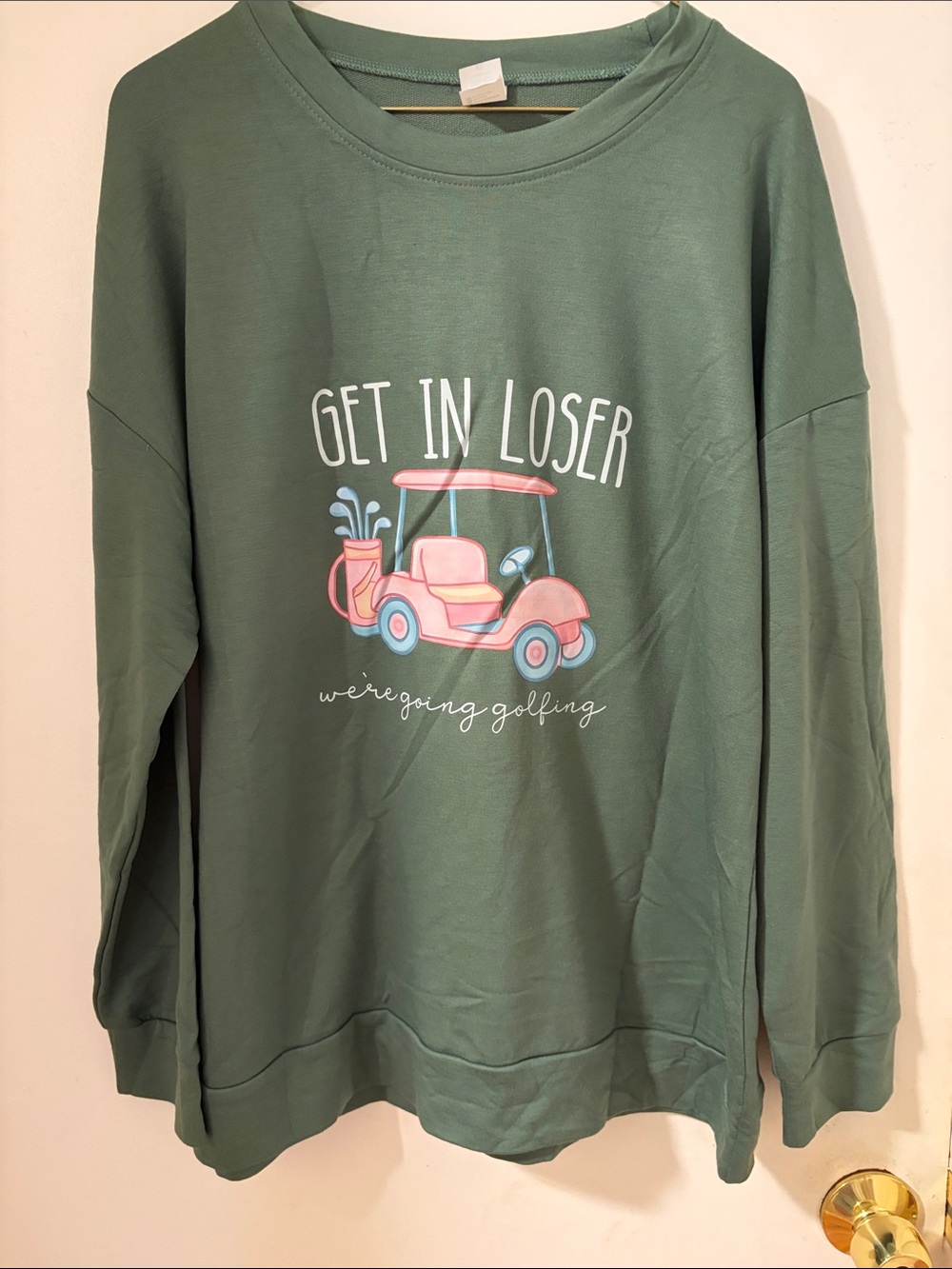 Women’s Green Graphic Sweater – Get In Loser